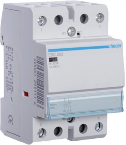 Контактор модульный Hager ES 3п 4НО 63А 230В AC1 фото Контактор модульный Hager ES 3п 4НО 63А 230В AC1 картинка